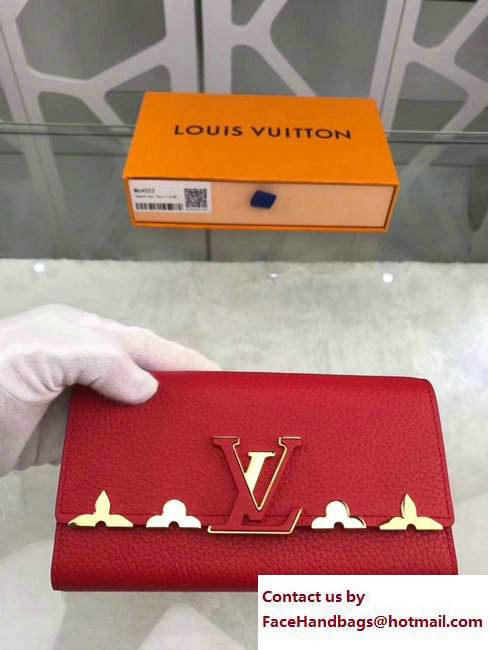 Louis Vuitton Metal Edge Capucines Wallet Red 2017