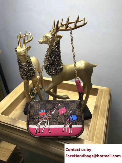 Louis Vuitton Mini Pochette Accessoires Bag N62200 Giraffes Damier Ebene Canvas 2017