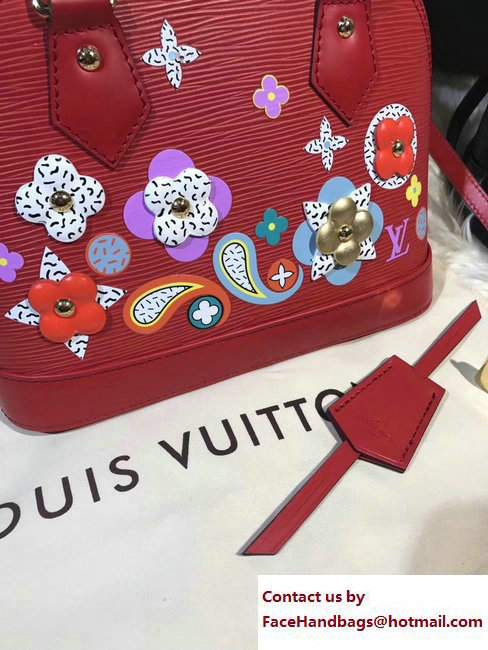 Louis Vuitton Monogram Flower Epi Alma BB Bag M53513 Red 2017