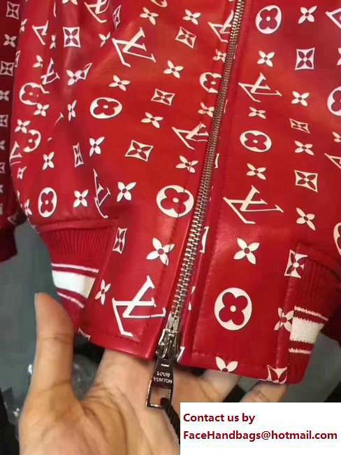 Louis Vuitton Supreme Leather Jacket Red 2017