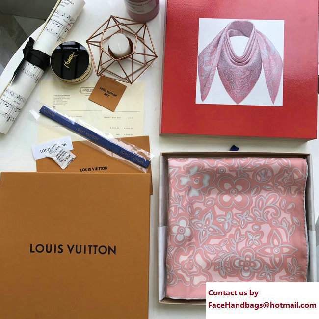 Louis Vuitton Trunk Flower Square Scarf Pink 2017