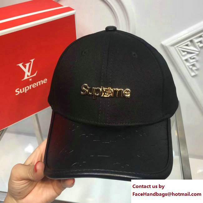 Louis Vuitton x Supreme Baseball Hat Black 2017