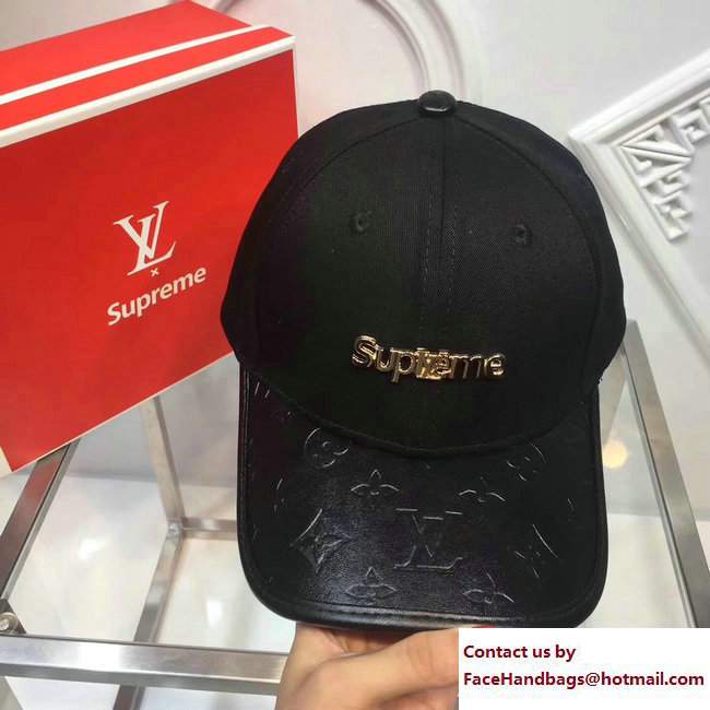 Louis Vuitton x Supreme Baseball Hat Black 2017 - Click Image to Close