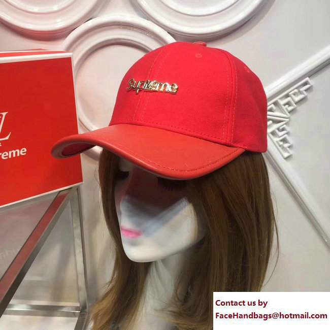 Louis Vuitton x Supreme Baseball Hat Red 2017 - Click Image to Close