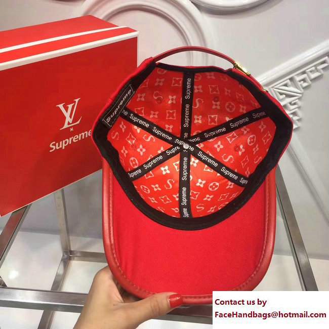 Louis Vuitton x Supreme Baseball Hat Red 2017