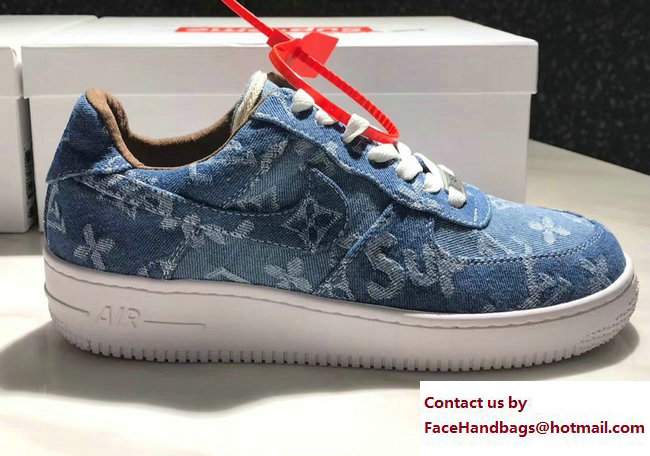 Louis Vuitton x Supreme Nike Air Force Sneakers Denim 2017