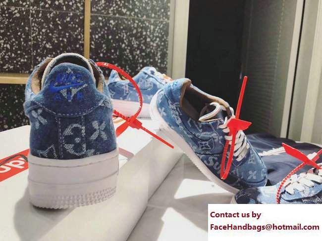 Louis Vuitton x Supreme Nike Air Force Sneakers Denim 2017 - Click Image to Close