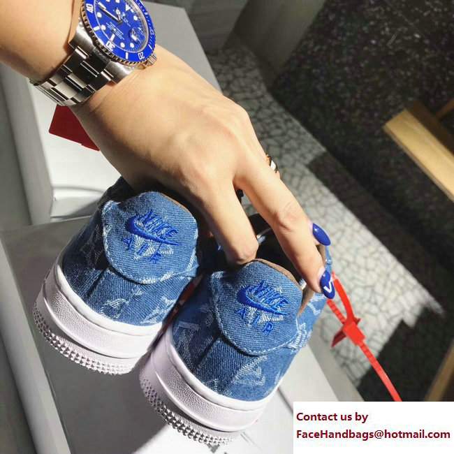 Louis Vuitton x Supreme Nike Air Force Sneakers Denim 2017 - Click Image to Close