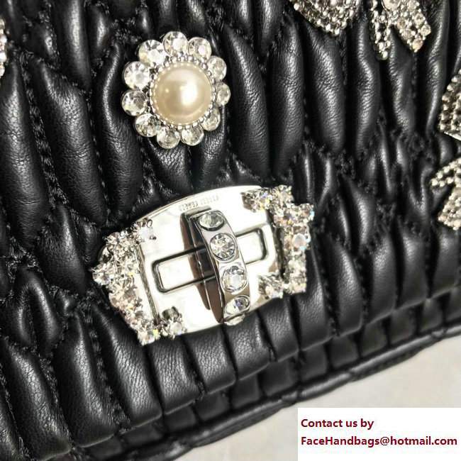 Miu Miu Cristal Shoulder Bag 5BD417 Crystal Bow Black 2017 - Click Image to Close