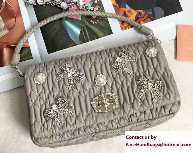 Miu Miu Cristal Shoulder Bag 5BD417 Crystal Bow Gray 2017 - Click Image to Close
