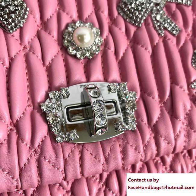 Miu Miu Cristal Shoulder Bag 5BD417 Crystal Bow Pink 2017 - Click Image to Close