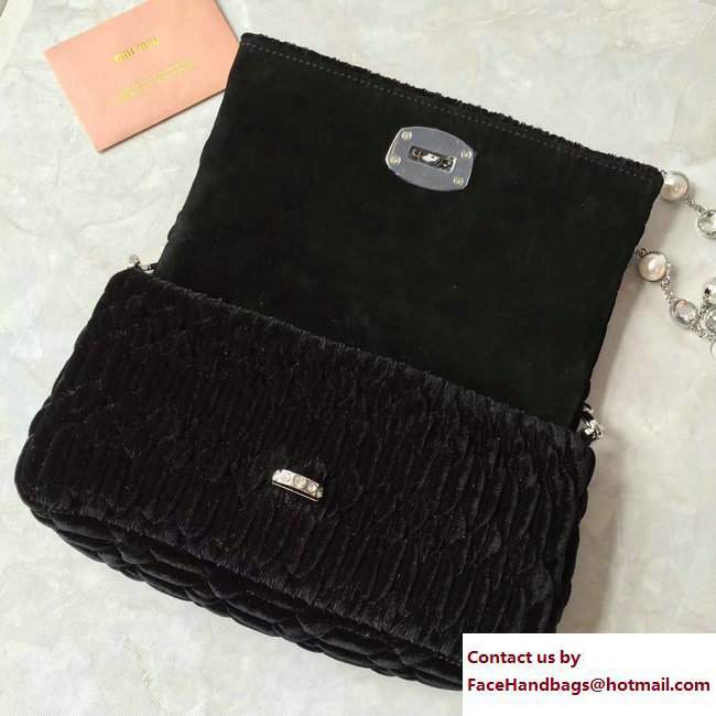 Miu Miu Cristal Shoulder Bag 5BD417 Velvet Pearl Black 2017