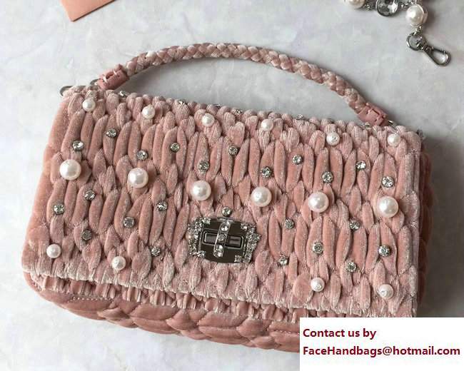 Miu Miu Cristal Shoulder Bag 5BD417 Velvet Pearl Pink 2017 - Click Image to Close