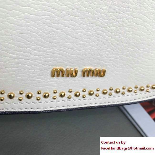Miu Miu Dahlia Jeweled Buckle Metal Studs Shoulder Bag 5BD030 Off White 2017 - Click Image to Close