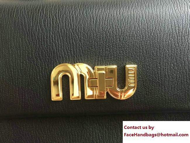 Miu Miu Madras Big Miu Logo Top Handle Bag 5BH087 Black 2017 - Click Image to Close