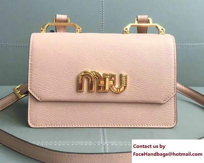 Miu Miu Madras Big Miu Logo Top Handle Bag 5BH087 Nude Pink 2017 - Click Image to Close