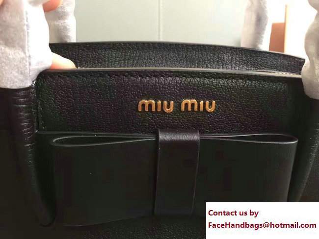 Miu Miu Madras Bow Top Handle Bag 5BA055 Black 2017