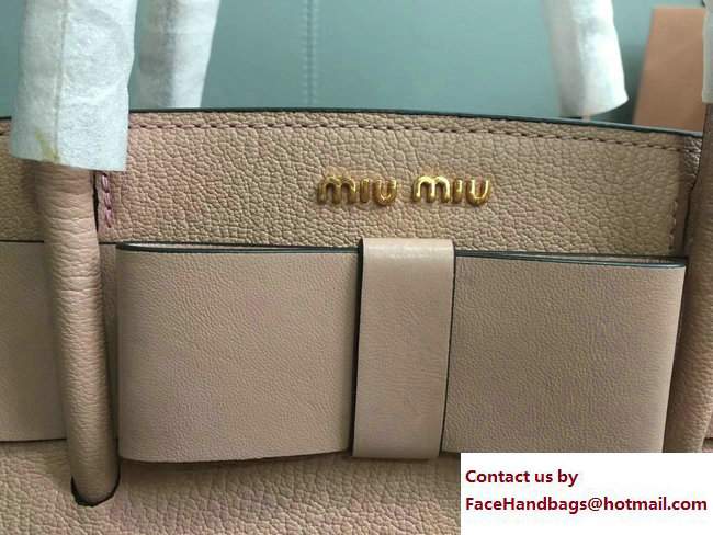Miu Miu Madras Bow Top Handle Bag 5BA055 Nude Pink 2017
