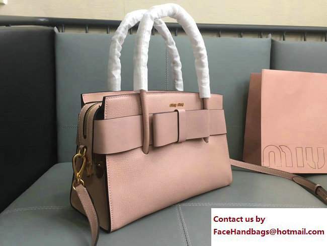 Miu Miu Madras Bow Top Handle Bag 5BA055 Nude Pink 2017
