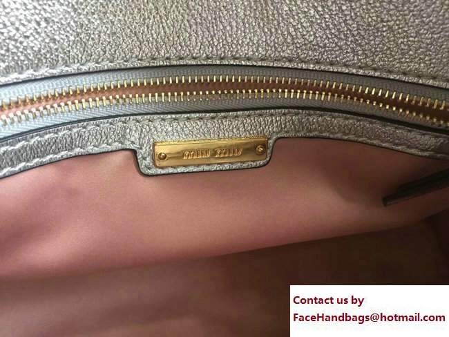 Miu Miu Madras Bow Top Handle Bag 5BA055 Silver 2017