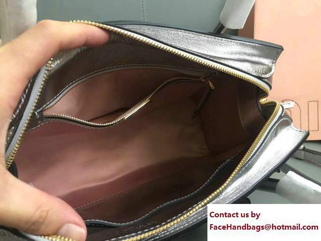 Miu Miu Madras Bow Top Handle Bag 5BA055 Silver 2017 - Click Image to Close