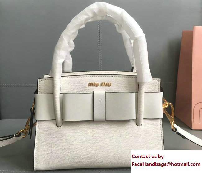 Miu Miu Madras Bow Top Handle Bag 5BA059 Off White 2017 - Click Image to Close