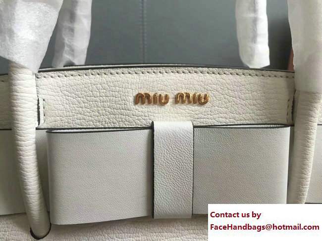 Miu Miu Madras Bow Top Handle Bag 5BA059 Off White 2017