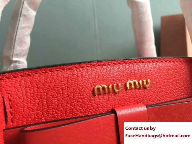 Miu Miu Madras Bow Top Handle Bag 5BA059 Red 2017