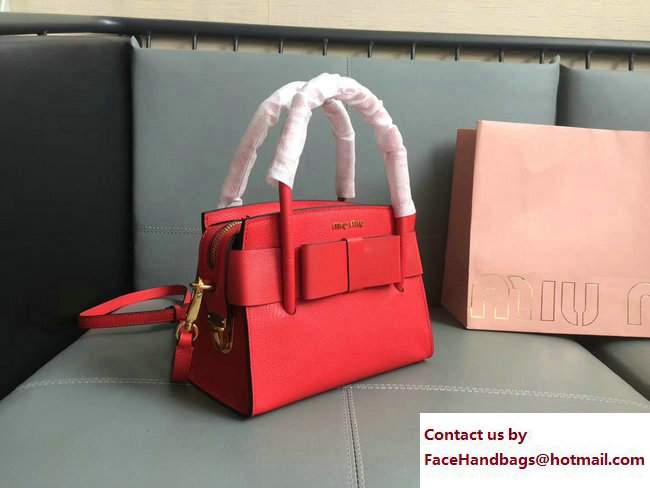 Miu Miu Madras Bow Top Handle Bag 5BA059 Red 2017