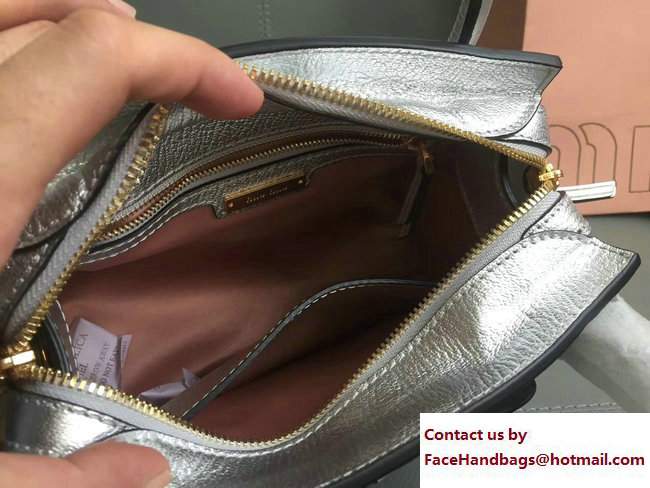 Miu Miu Madras Bow Top Handle Bag 5BA059 Silver 2017