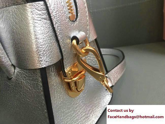 Miu Miu Madras Bow Top Handle Bag 5BA059 Silver 2017