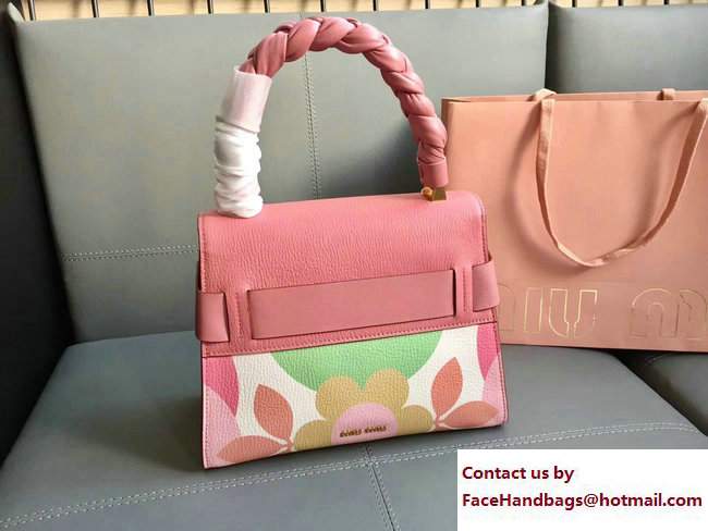 Miu Miu Madras Miu Click Top Handle Bag 5BA046 Flower Pink 2017