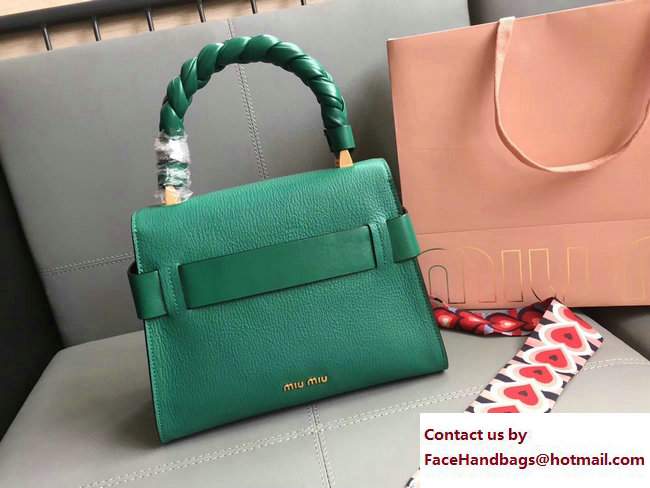 Miu Miu Madras Miu Click Top Handle Bag 5BA046 Green 2017