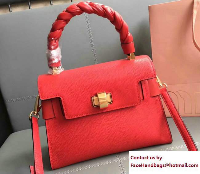Miu Miu Madras Miu Click Top Handle Bag 5BA046 Red 2017 - Click Image to Close