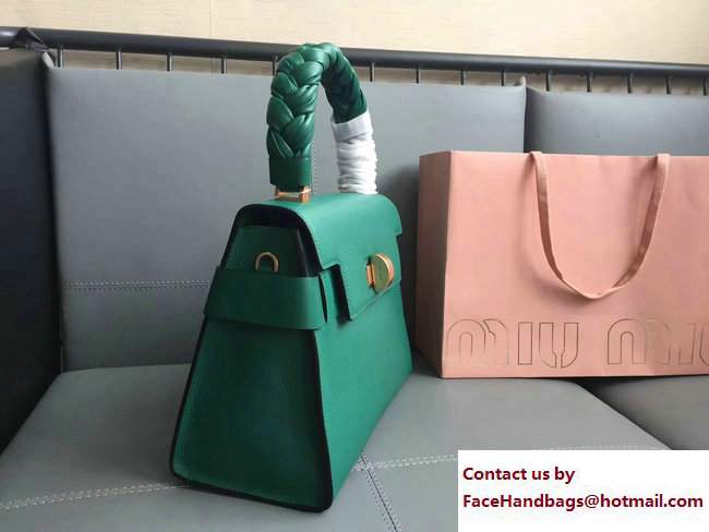 Miu Miu Madras Miu Click Top Handle Bag 5BA054 Green 2017 - Click Image to Close