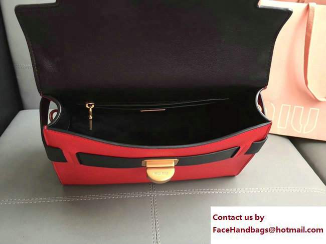 Miu Miu Madras Miu Click Top Handle Bag 5BA054 Red/Black 2017 - Click Image to Close