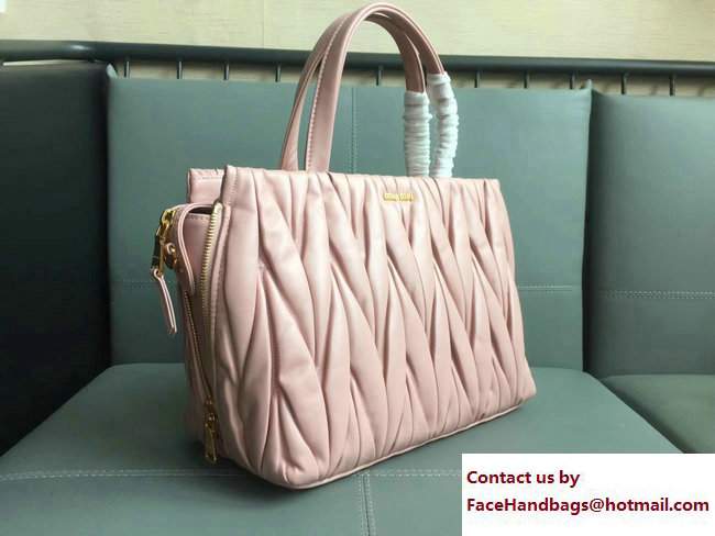 Miu Miu Matelasse Miu Mega Top Handle Bag 5BB027 Pink 2017 - Click Image to Close