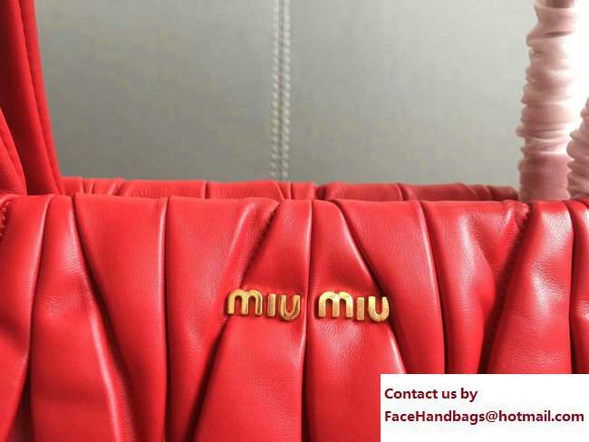 Miu Miu Matelasse Miu Mega Top Handle Bag 5BB027 Red 2017