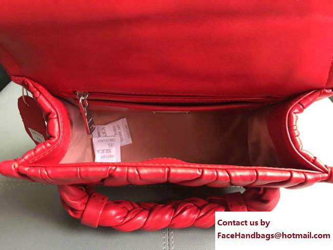 Miu Miu Matelasse Miu Tresse Braided Strap Flap Shoulder Bag 5BD049 Red 2017 - Click Image to Close