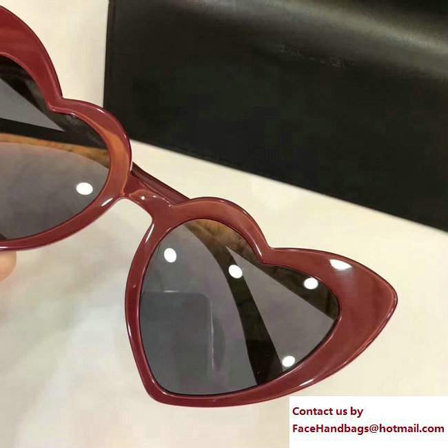 Saint Laurent Heart-Shaped New Wave 181 Loulou Sunglasses 471894 Red 2017 - Click Image to Close