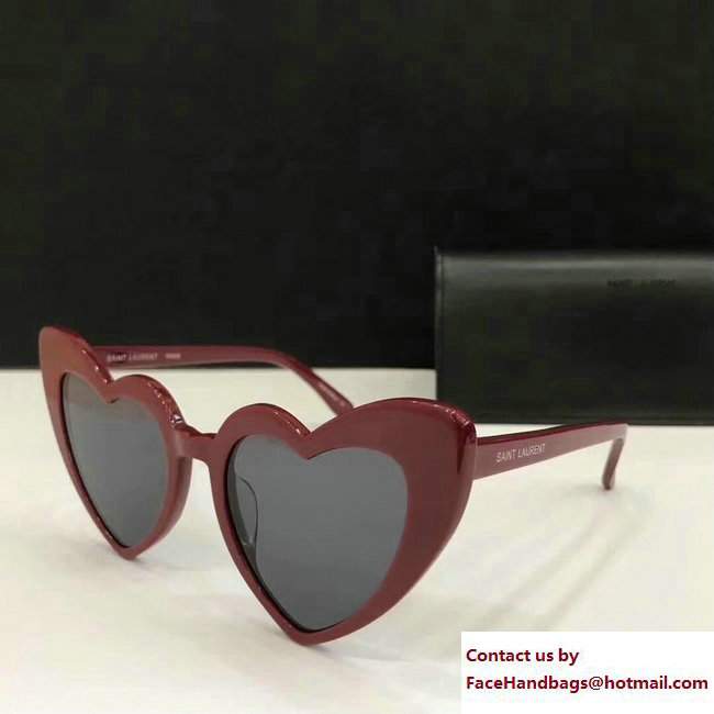 Saint Laurent Heart-Shaped New Wave 181 Loulou Sunglasses 471894 Red 2017 - Click Image to Close