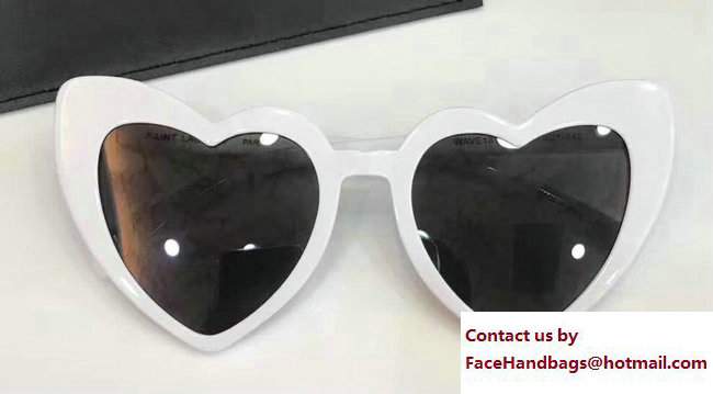 Saint Laurent Heart-Shaped New Wave 181 Loulou Sunglasses 471894 White 2017 - Click Image to Close