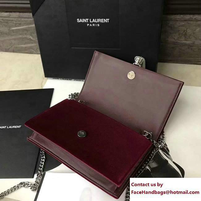 Saint Laurent Kate Chain And Tassel Wallet In Velvet And Crystals 491521 Bordeaux 2017