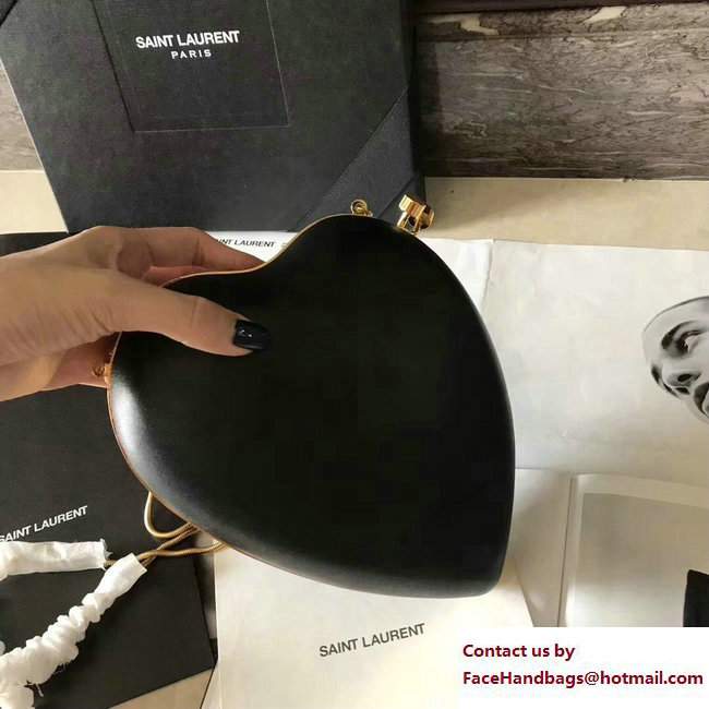 Saint Laurent Structured Heart-Shaped Love Box Bag 466212 Black 2017 - Click Image to Close