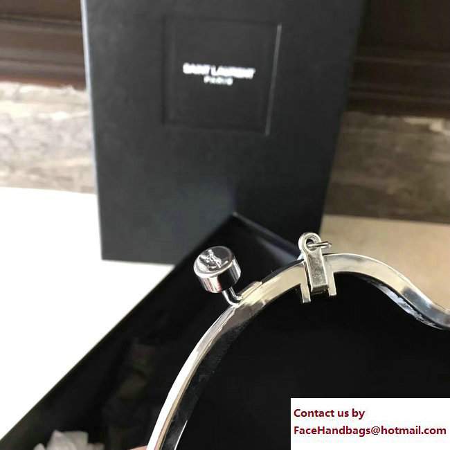 Saint Laurent Structured Heart-Shaped Love Box Bag 466212 Silver 2017 - Click Image to Close