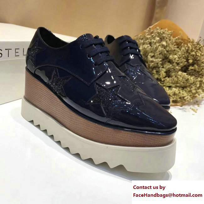 Stella Mccartney Elyse Shoes Patent Dark Blue/Star 2017 - Click Image to Close