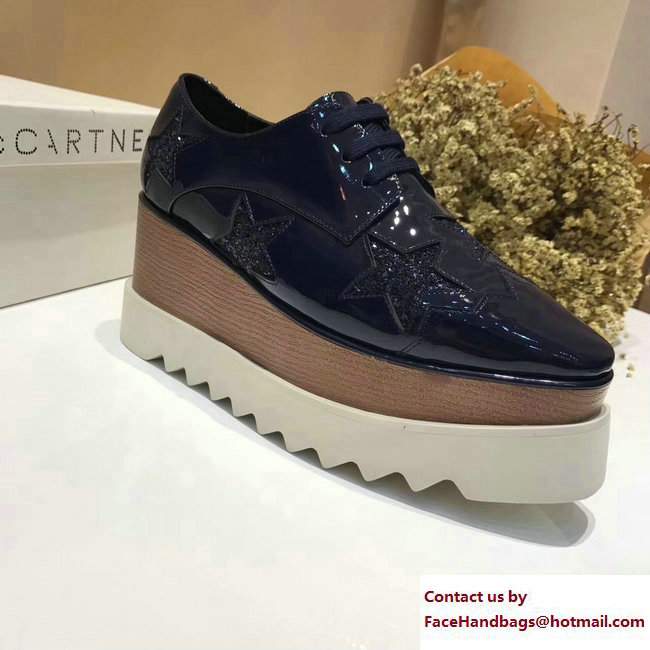 Stella Mccartney Elyse Shoes Patent Dark Blue/Star 2017 - Click Image to Close