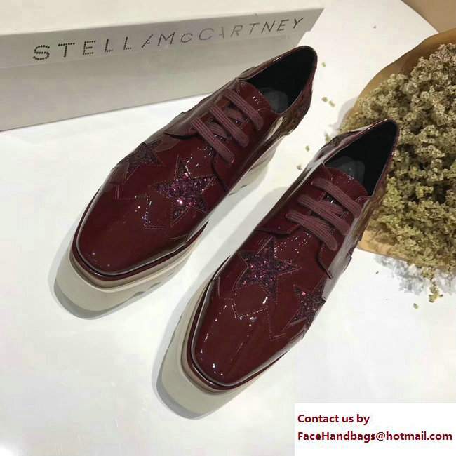 Stella Mccartney Elyse Shoes Patent Dark Red/Star 2017 - Click Image to Close