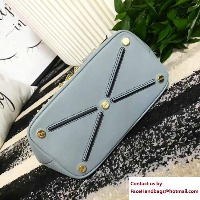 Valentino All Over Studs Demilune Double Handle Small Bag Baby Blue 2017 - Click Image to Close