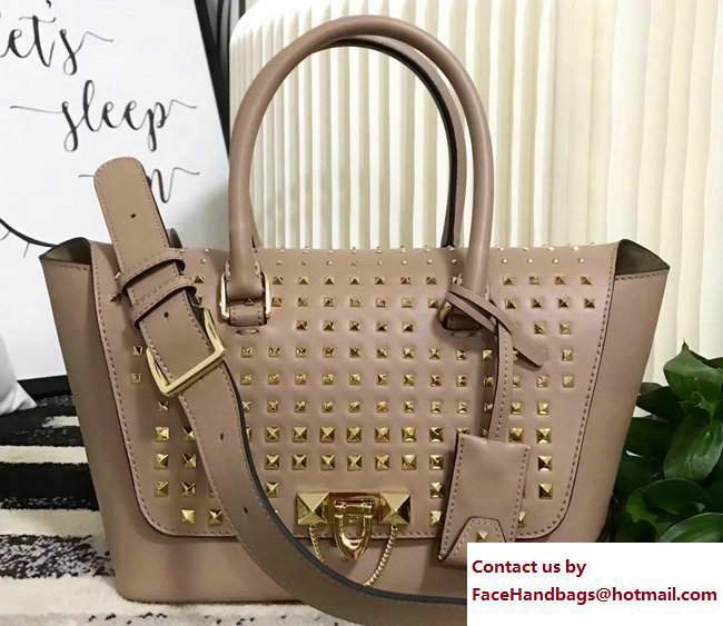 Valentino All Over Studs Demilune Double Handle Small Bag Caramel 2017